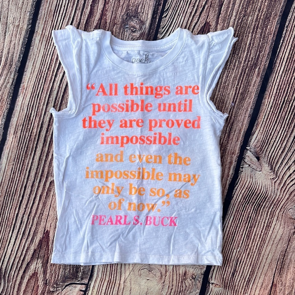 Peek Kids White Tee with Orange and Pink Quote (Damaged)